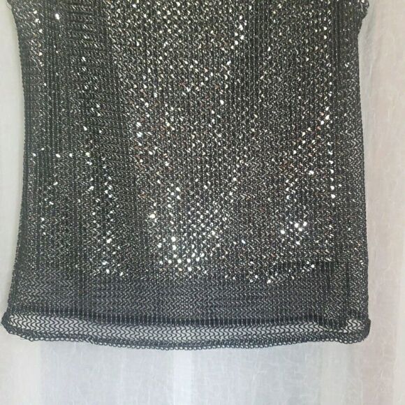 Studio Y Black Sequin Tank Top Y2K Fairy Grunge Whimsigoth Emo Punk Women Size L - Picture 7 of 11